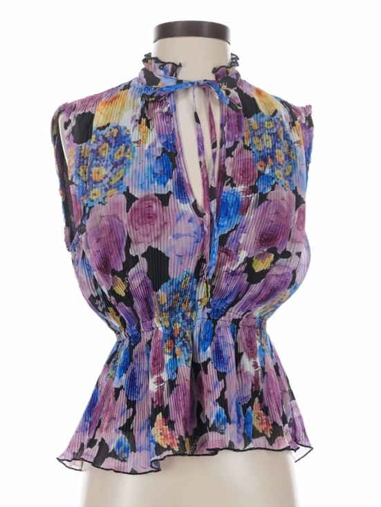 Ganni Tops - GANNI Pleated Floral Georgette Blouse Size 36